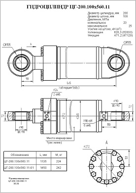 Гидроцилиндр ЦГ-200.100х560.11